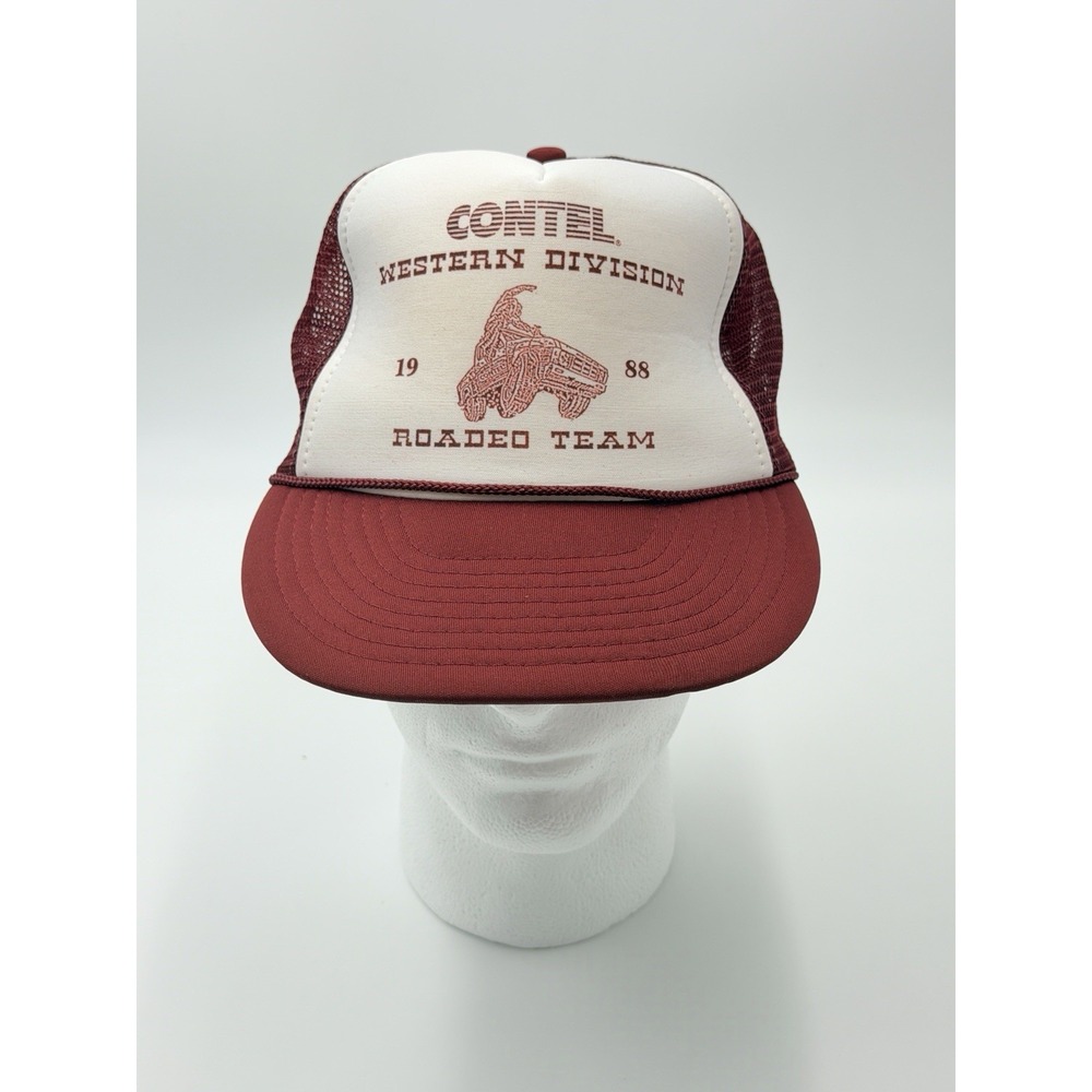 Contel Western Division 1988 Roadeo Team Vintage Maroon Trucker Hat Nissin Cap